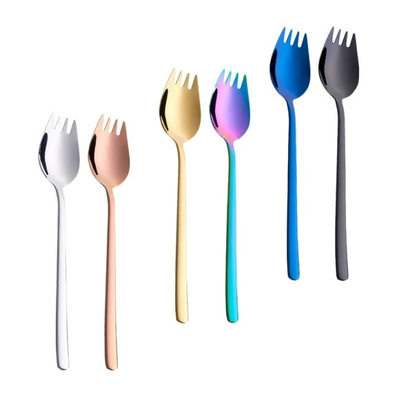 DINHEAROM Stainless Steel Sporks Adults Outdoor Use 6Pcs 7.5X1.4X0.4In