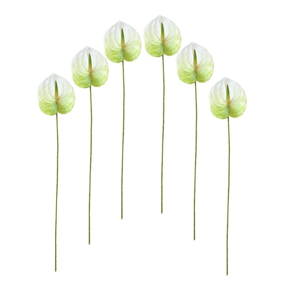 MLINS 6 Pcs Simulation Anthurium Andraeanum Flowers Artificial Decoration White
