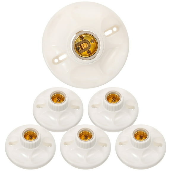 PTOOTP 6Pcs White E27 Bulb Socket Holders Refractory Lamp Bases for Pendant Lighting