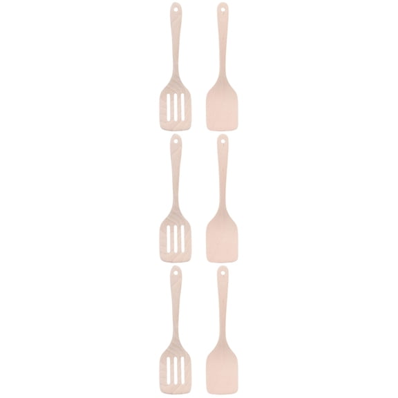 MLINS 6 Pcs Wood Spatula Server Delicate Fish Shovel Multi-function Slotted Shovel for Kitchen