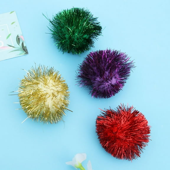 MLINS 60 Pcs Glitter Ball Toy Sparkle Pom Sparkly Pet Toy Cat Exercise Toy 5x5cm