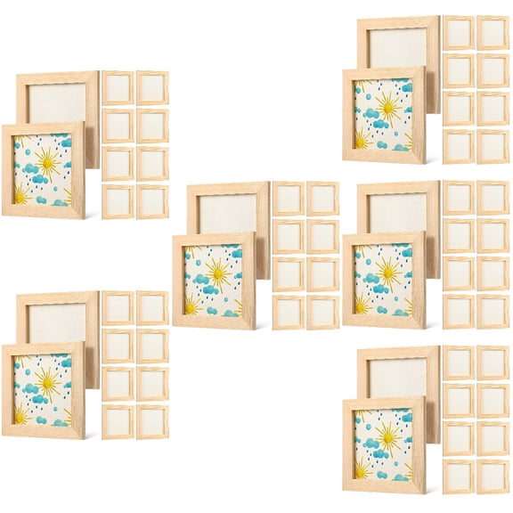 MLINS 60 Pcs Wooden Clay Painting Frames Wooden Picture Frames Kindergarten School Painting Decorations Supplies