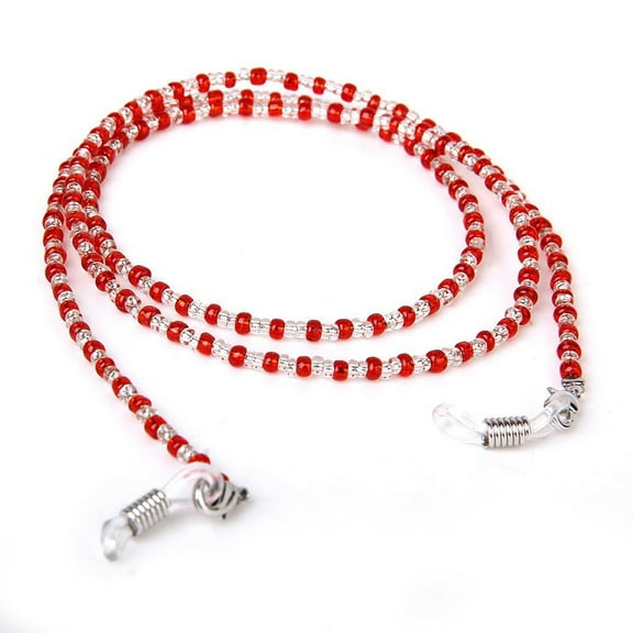 MLINS 60cm Crystal Beads Eyeglasses Sunglass Chain Holder Neck Chain Red and Clear