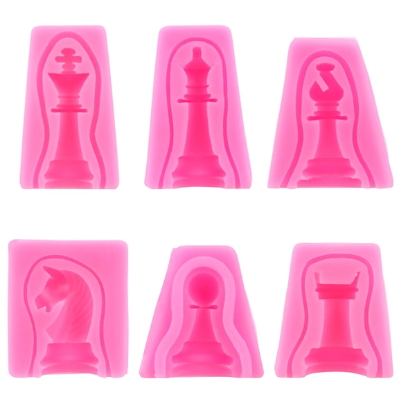 DINHEAROM Chess Silicone Mold Set 6Pcs, Professional Rosy Design Baking Tools, Flexible Non-Stick, 2.75x1.18x0.55in Each