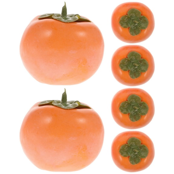 PTOOTP Lifelike Persimmon Fruit Decor 6Pcs Imitation Foam Models for Table Centerpieces Home Kitchen Display