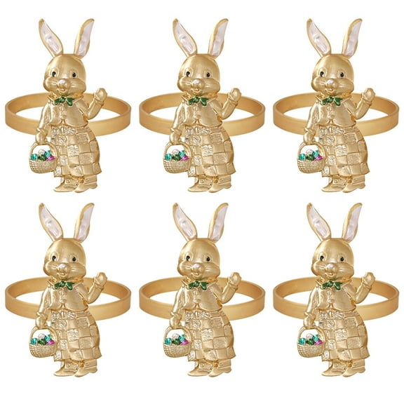 MLINS  6 Pcs Decorations Rabbit Napkin Rings Easter Brunch Themed Banquet