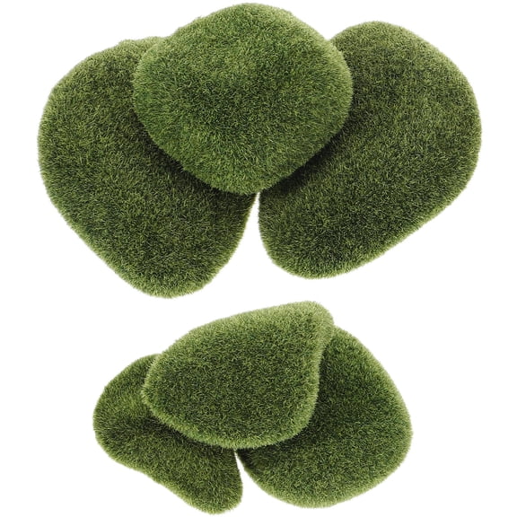 MLINS 6Pcs Fake Mossy Stone Model Garden Layout Moss Rocks Ornament Lawn Landscaping Fake Rocks
