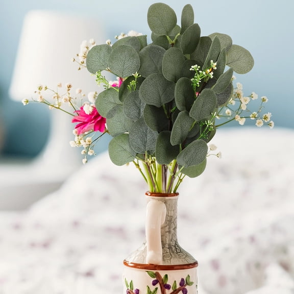 FELTECHELECTR Faux Eucalyptus Leaf Stems Multi Colored Festive Occasions 6Pcs 13.8X3.9X2.2In