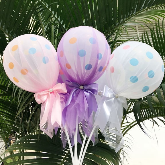 MLINS 6pcs 12 Inch Party Latex Balloons With Column Base Kit for Baby Shower Birthday Wedding Party Decoration Photo Prop (Pink)