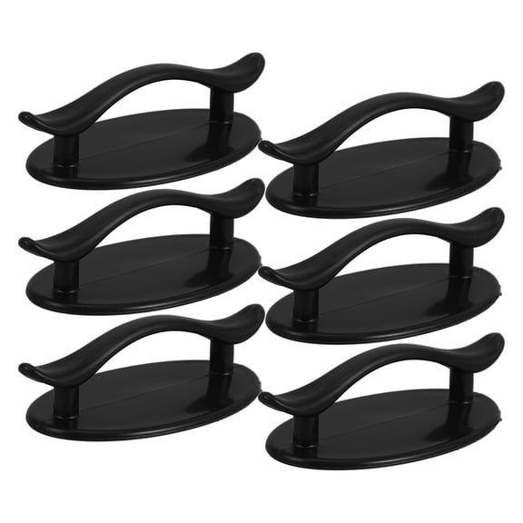 FENGGUIQU 6-Pack Black Self-Stick Drawer Knobs Adhesive Handles for Furniture Cabinets Minimalist Design