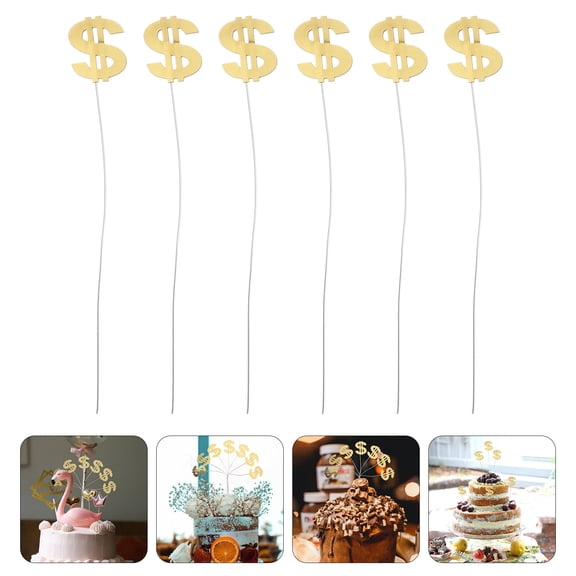 AURARMLET Cake Toppers Golden 6Pcs 5.1x0.8in