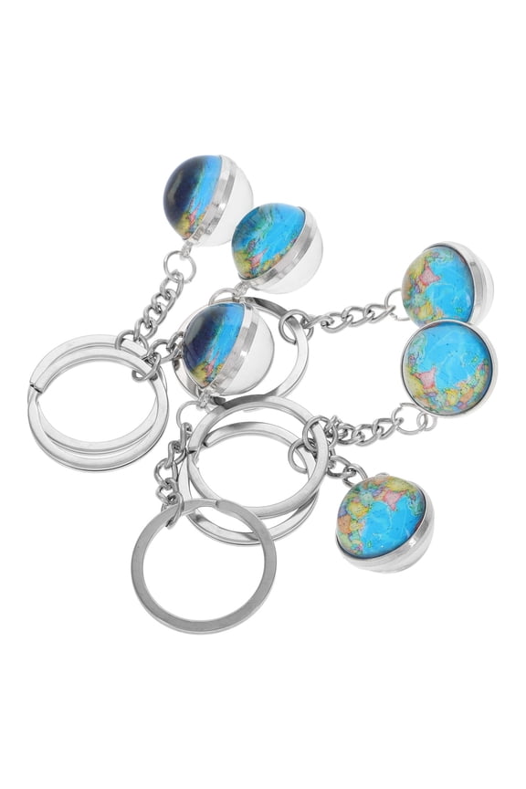 6pcs Globe Keychain Pendant Delicate Globe Key Ring Decoration Earth Planet Keychain World Map Printing Keychain Women Girls Hanging Keyring Ornament
