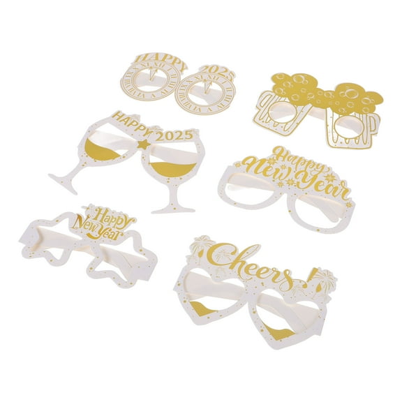 MLINS 6pcs Happy New Year Glasses 2025 New Year Eve Party Supplies 2025 Happy New Year Decorations Photo Booth Props For New Year Eyewear Party Favors