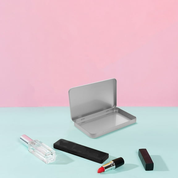 MLINS 6pcs Metal Rectangular Hinged Tin Boxes with Lid Portable Containers Small Storage Kit Home Organizer 7x4.21x0.59in