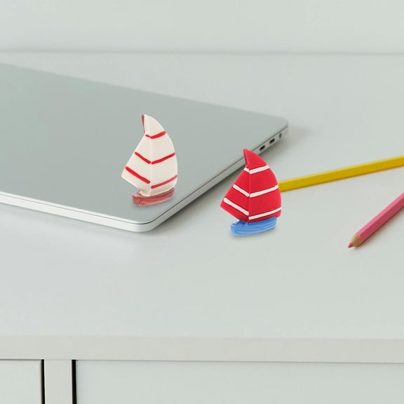 YUYUETIME 6Pcs Sailboat Cake Topper Assorted Color Tabletop Nautical Decor for