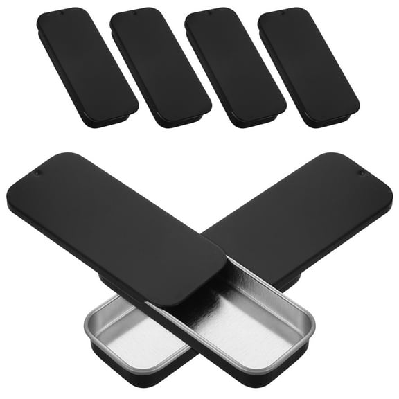 MLINS 6pcs Portable Sliding Lid Tin Containers Metal Rectangular Tin Boxes Slide Top Tin Push-Pull Tin Case Coin Candy Storage Holder Mobile Game Finger Sleeves Organizer