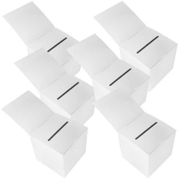 PTOOTP Set of 6 White Multi-Purpose Ballot Boxes for Meetings, Parties, Donation Collection and Event Use