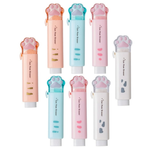 MLINS 8 Pcs Bulk Erasers Block Cat's Paw Pupils Student