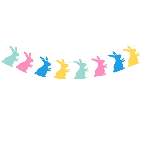 FONWILYO Easter Rabbit Shape Banner Assorted Color Felt 8Pcs in 1 Set 4.7In x 2.8In