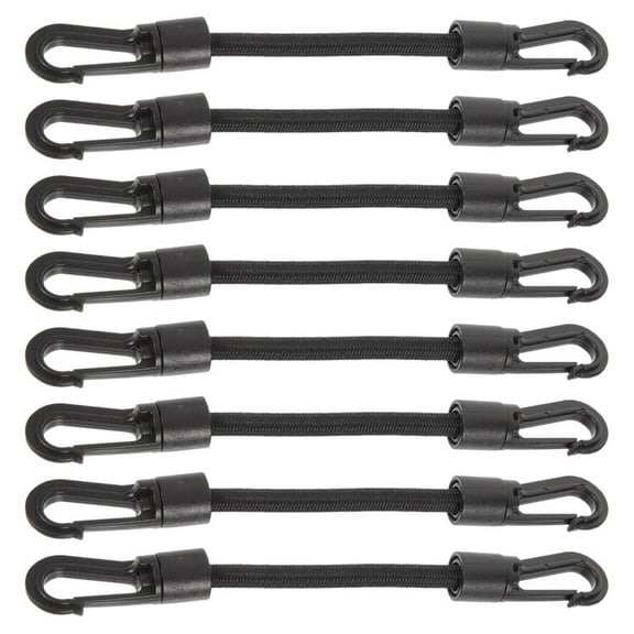 MLINS  8 Pcs Double-ended Elastic Rope Hook Boat Accessories Black