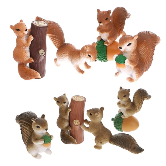 FELTECHELECTR Garden Animals Squirrel Figurine Ornament Brown 8 Pcs Landscaping Decor