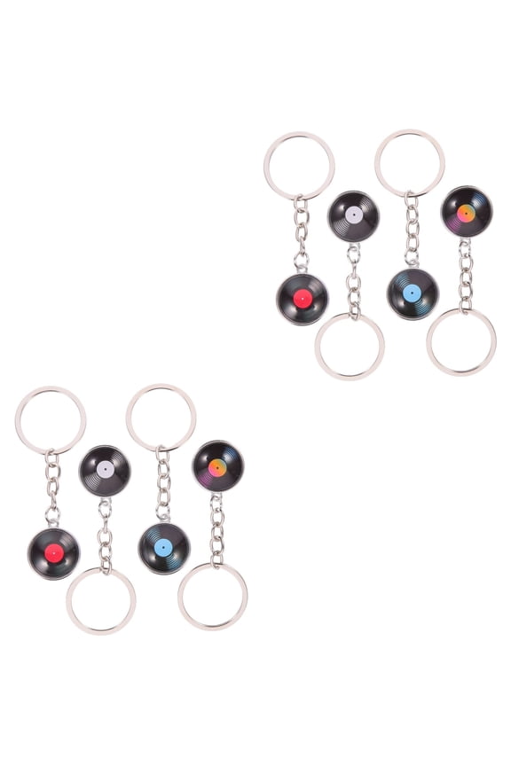 8 Pcs Vinyl Record Keyring Decorative Vinyl Record Key Chain Record Key Ring for Gift