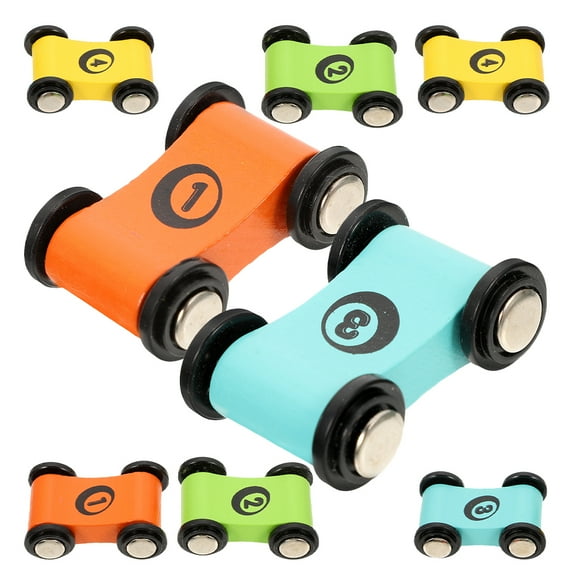 MLINS  8 Pcs Wood Racing Cars Wooden Ramp Toy Mini Slide