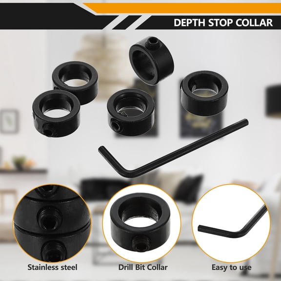MLINS 8 Pcs Woodworking Drill Bit Ring Metal Positioner Key Black