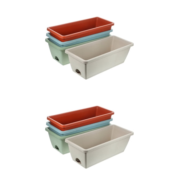 MLINS 8 Sets Resin Window Box Planters Vegetable Growing Pot Flower Pot Flower Container with Saucer for Home