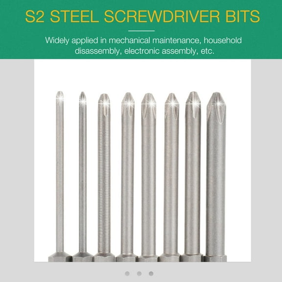 YUYUETIME 8Pcs Magnetic S2 Steel Screwdriver Bits Grey for Electronic Assembly and Maintenance Applications