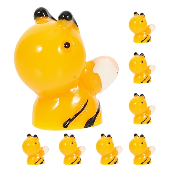 MLINS 8Pcs Mini Bee Statues Miniature Bee Figurines Mini Resin Bee Crafts Bonsai Cute Bee Statue Decors