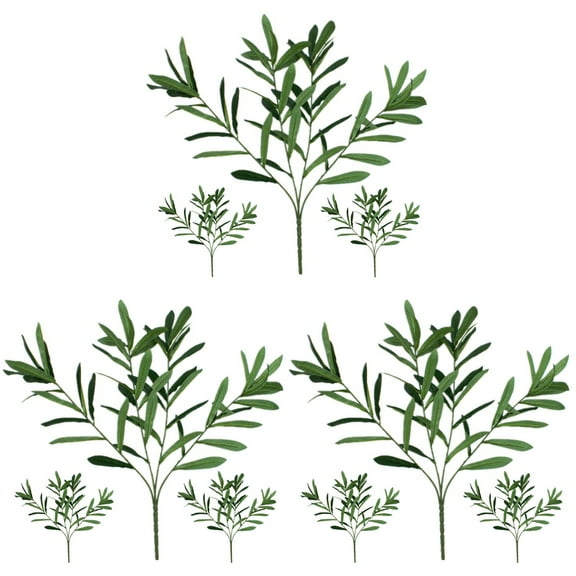 MLINS 9 pcs  Artificial Plant Decors Desktop Plastic Plants Decorative Olive Leaf Branches