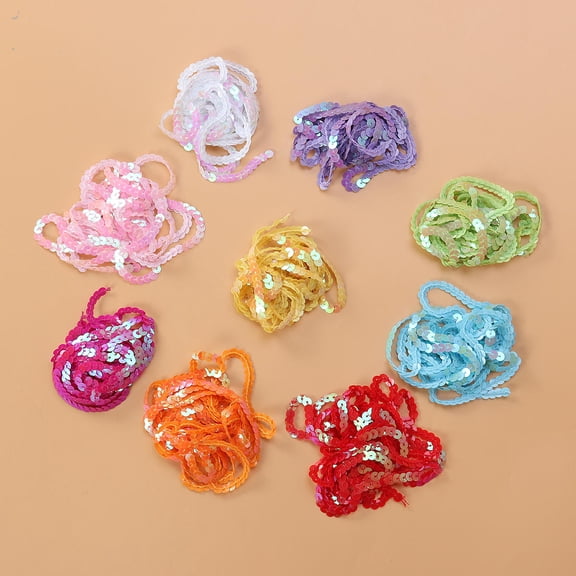 MLINS 9pcs 6MM 2 Meters Spangle Flat Sequins String Ribbon Applique for DIY Attire Bridal Wedding