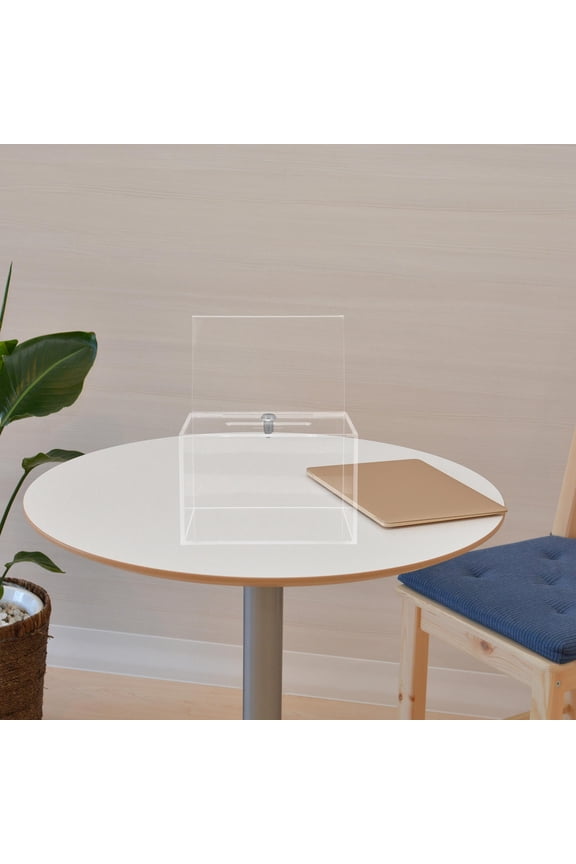 Acrylic Donation Box with Lock and Sign Holder Suggestion Ballot Box Lockable Ballot Box Voting Comment Box for Ticket Contest Fundraising