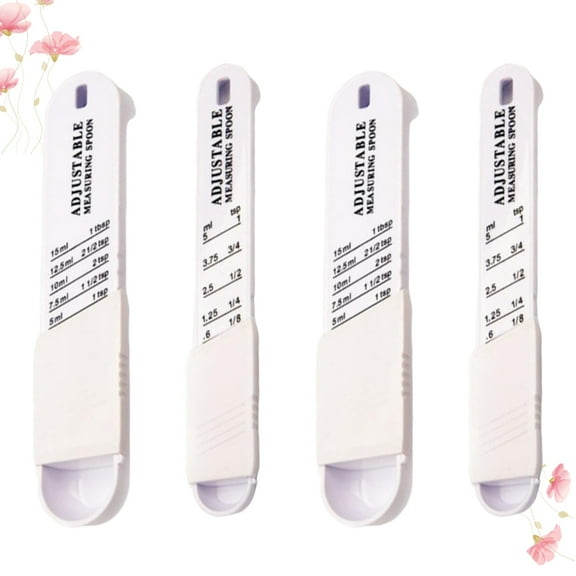 MLINS Adjustable Measuring Spoons for Baking Use Creative White Plastic Spoon with Scale Compact Size Easy to Store and Use