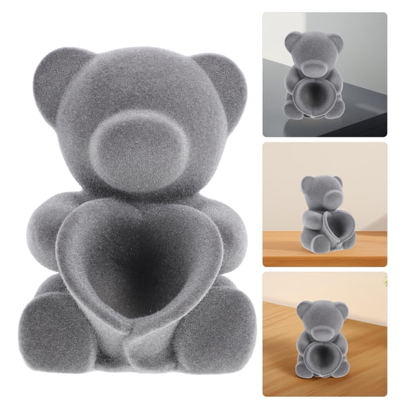 YUYUETIME bear figurine Small Bear Statue Flocking Decoration for Valentine Day 1Pcs