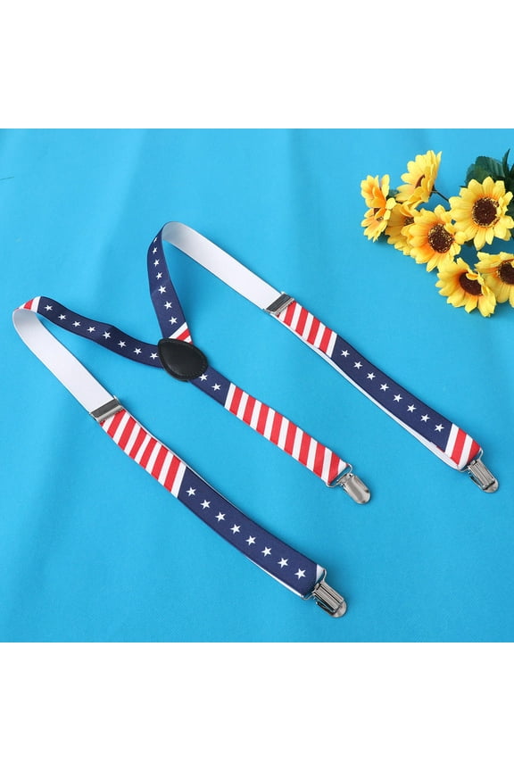 American Flag Clip-on Suspenders Adjustable Printing Elastic Y-shaped Braces for Men Women