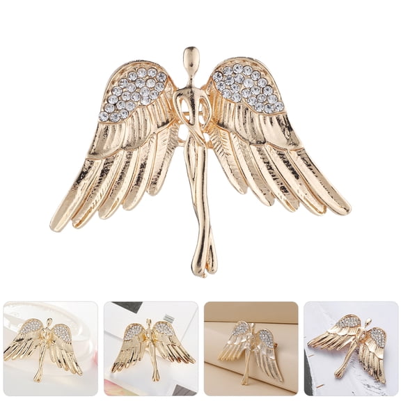 MLINS Angel Brooch Pin for Clothing with Sparkling Rhinestones and Zinc Alloy in Elegant Tone Accessory