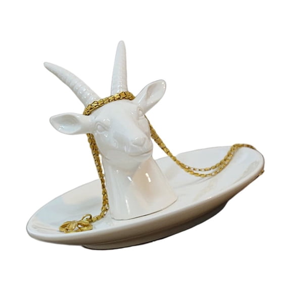 MLINS  Antelope Jewelry Plate Table Top Decor Vanity Tray Trays White