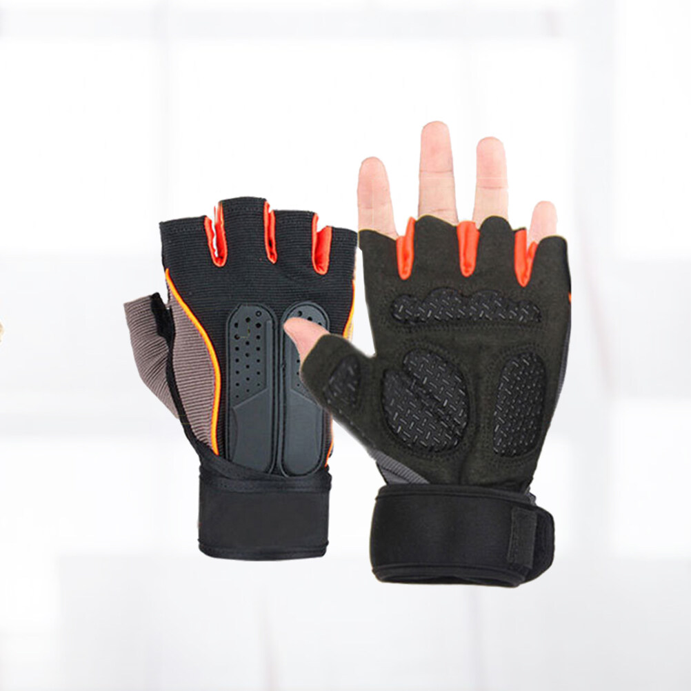 MLINS  Anti-slip Sports Gloves Orange for Palm Protective Pushing Miss