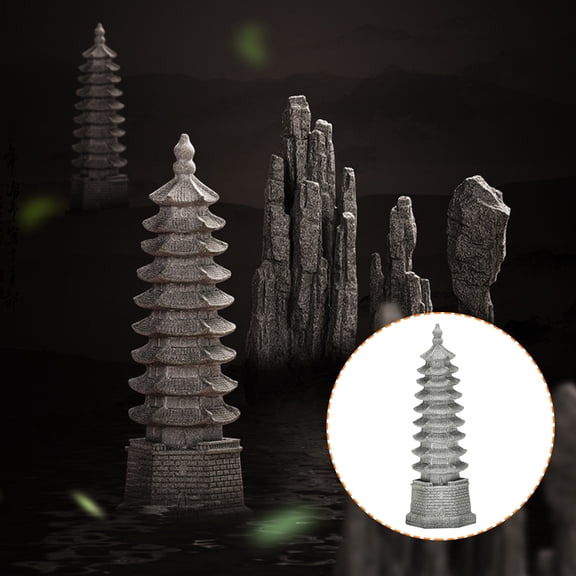 MLINS  Asian Decor for Garden Pagoda Model Gardening Ornament Office Grey