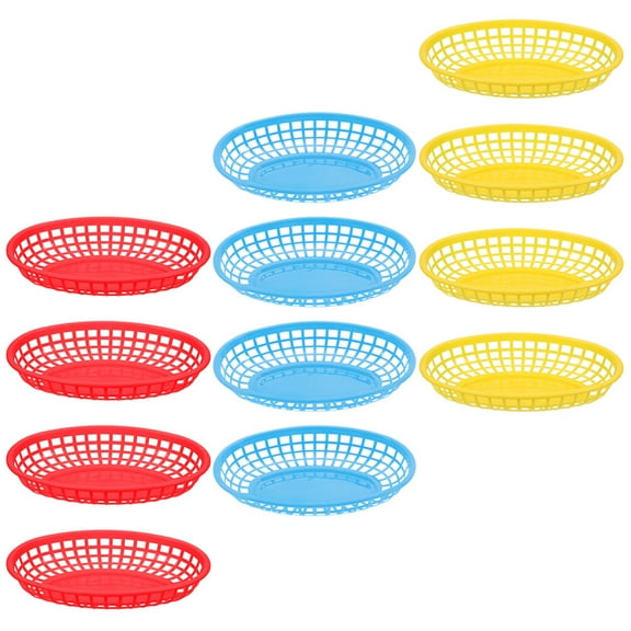 MLINS Assorted Color 12pcs MultiFunctional Plastic Snack Trays for Pool Use Large Capacity Food Baskets
