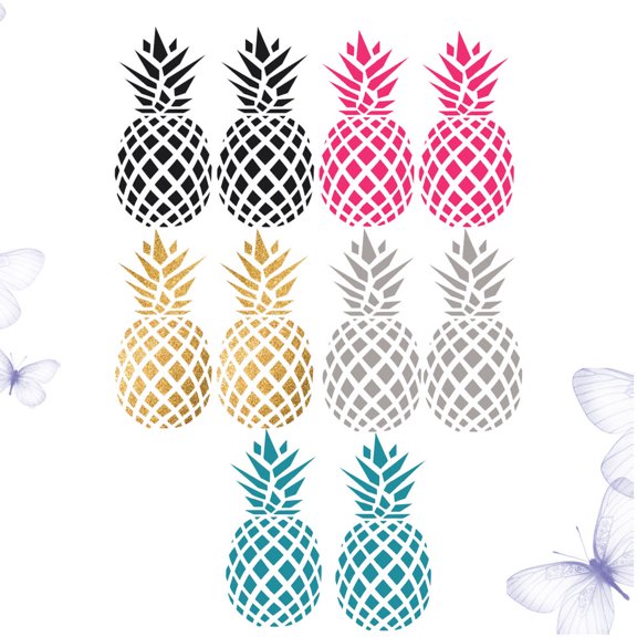 MLINS Assorted Color Pineapple Wall Sticker PVC Easy Peel and Stick Decorative Sticker for Kids Room and Home 5 Pack