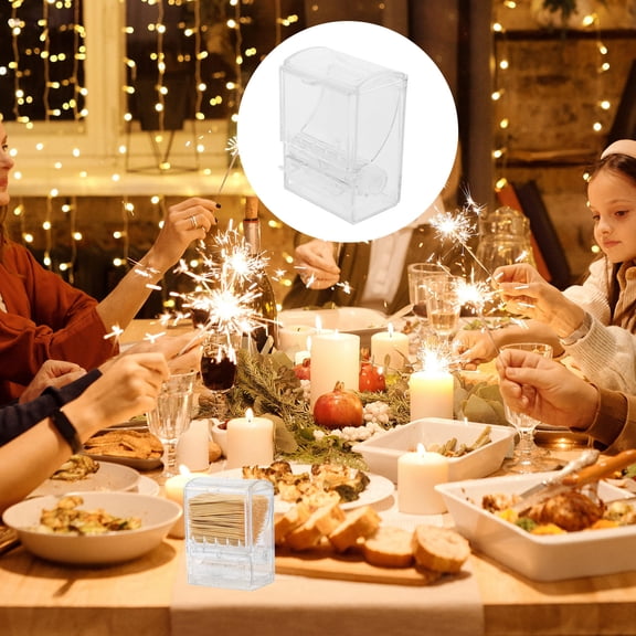 PTOOTP Transparent Toothpick Holder with Rotating Dispenser for Home and Restaurant