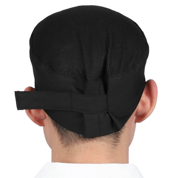 MLINS BESTOMZ Breathable Mesh Professional Skull Hat Catering Chefs Hat with Adjustable Strap (Black)