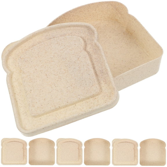 OHOIOLLA Bamboo Fiber Toast Box 4Pcs 5.1X4.8X1.6In Food Container For Outdoor Activities