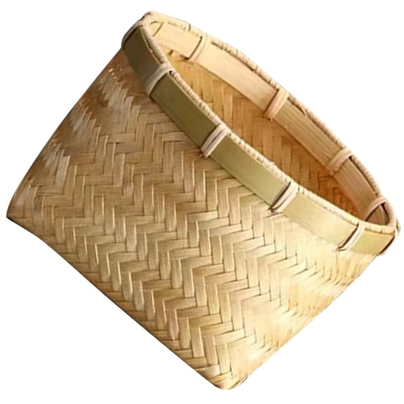 MLINS Bamboo Woven Storage Basket Snack Basket Dried Food Storage Holder Desktop Storage Basket