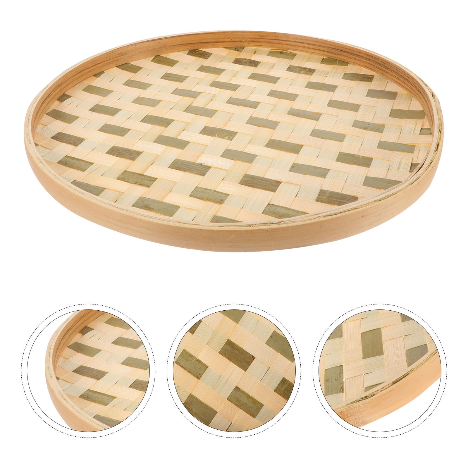 Bamboo Woven Round Tray - 42cm Natural Rattan Basket For Food Storage, Serving, Decoration, Wall Hanging, Home & Restaurant - View #3