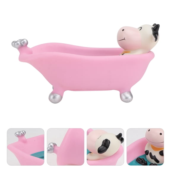 MLINS Bathtub Shape Soap Case Holder with Drain Shaped Tray Bathroom Travel Pink