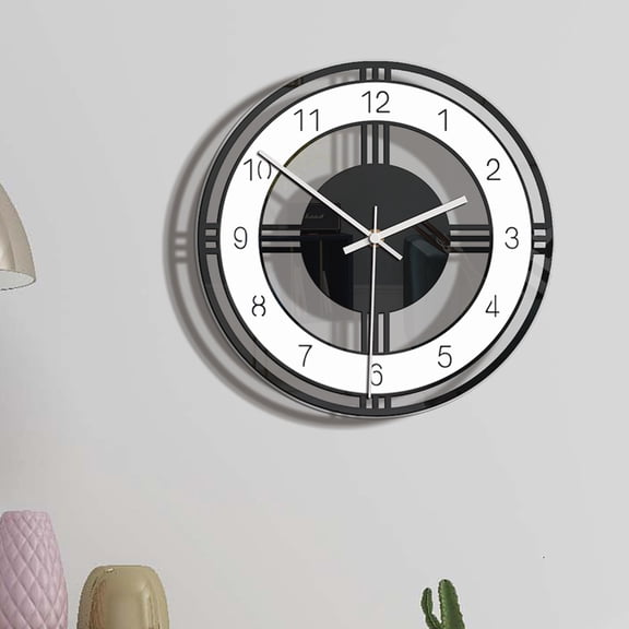 MLINS Bedroom Round Wall Clock Household Clock 30X30cm Black